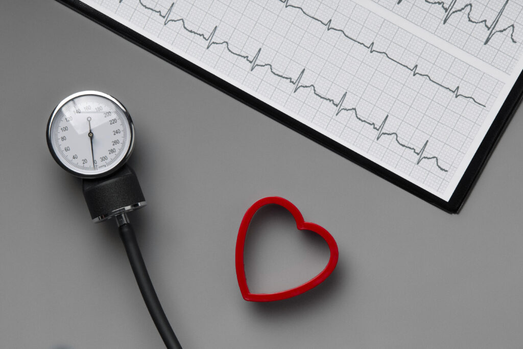 top view tensiometer checking blood pressure
